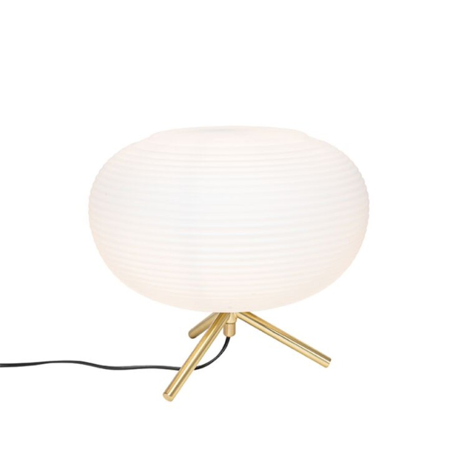 Innenbeleuchtung QAZQA | Design-Tischlampe Gold 33 Cm Mit Opalglas - Hero