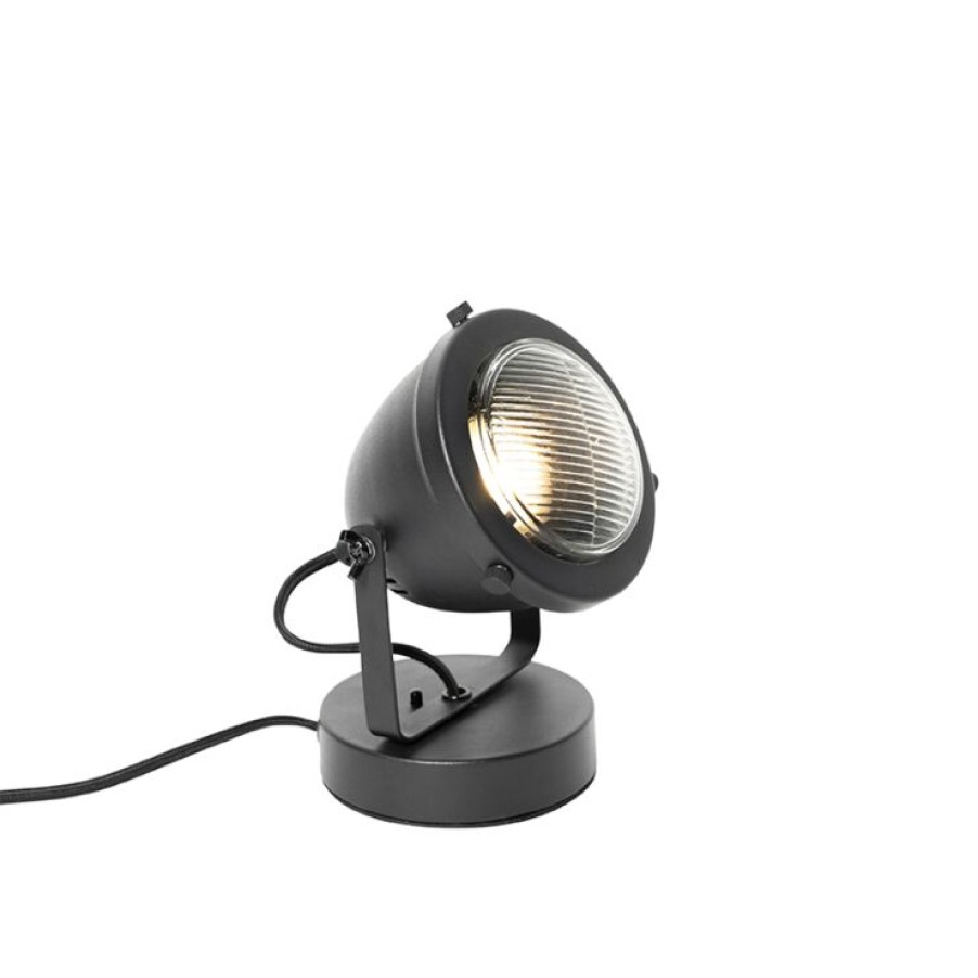 Innenbeleuchtung QAZQA | Industrielle Tischlampe Schwarz 18 Cm - Emado