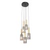 Smart Home QAZQA | Hangelampe Bronze Mit Rauchglas Rund 5 Lichter - Elva