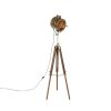 Innenbeleuchtung QAZQA | Dreibein-Stehlampe Bronze Mit Holz-Studiospot - Radient