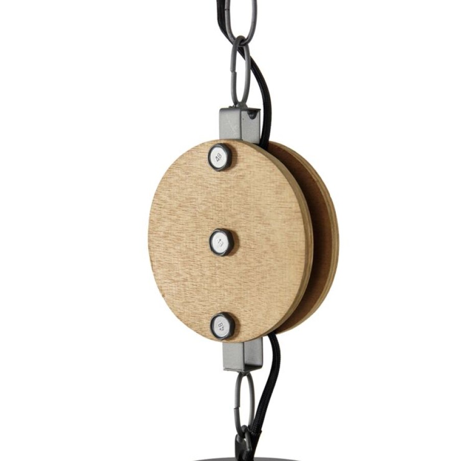 Innenbeleuchtung QAZQA | Industrielle Hangelampe Dunkelgrau Mit Holz 34 Cm - Arthur