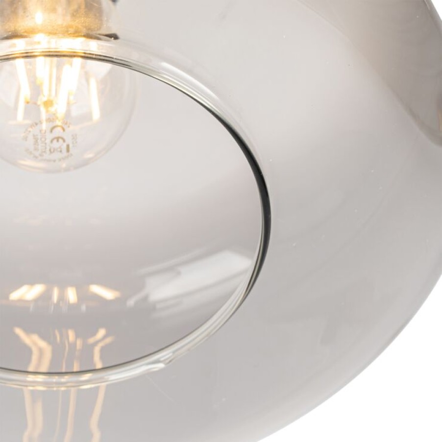 Smart Home QAZQA | Art Deco Deckenlampe Schwarz Mit Rauchglas - Bizle