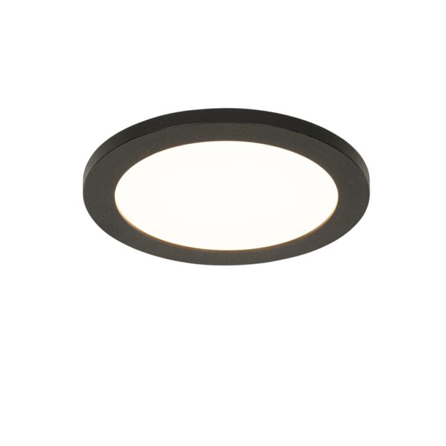 Led QAZQA | Moderne Deckenleuchte Schwarz 22,5 Cm Inkl. Led Ip44 - Steve