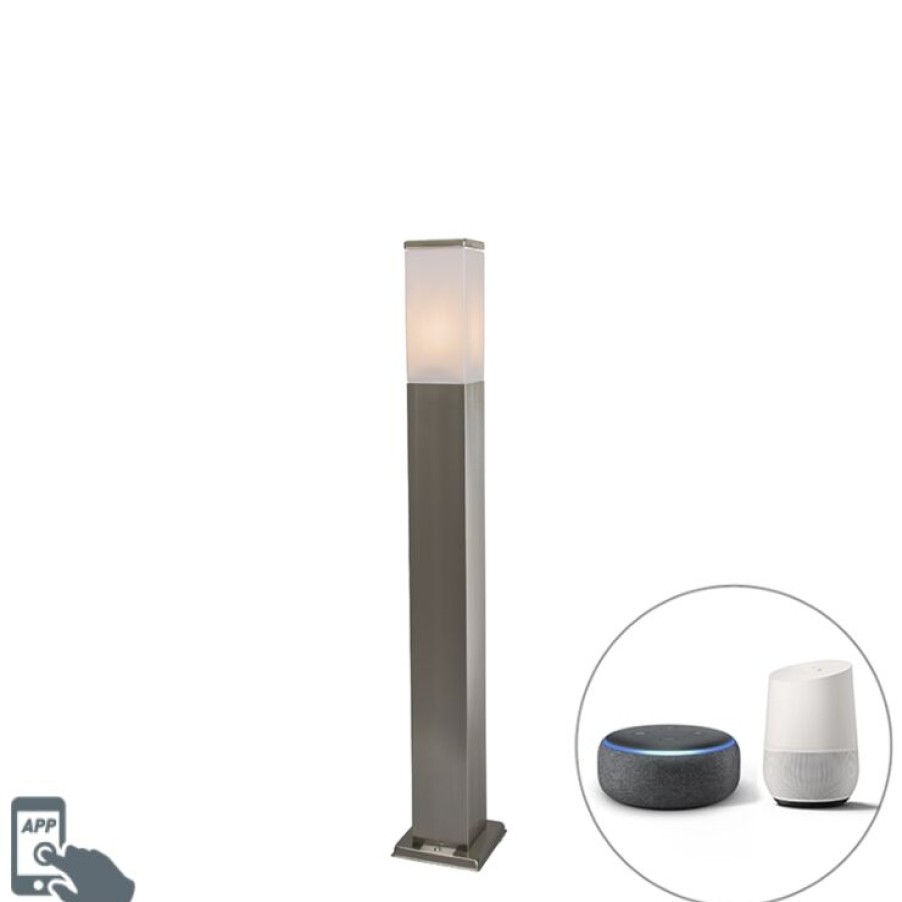 Smart Home QAZQA | Smarte Ausenlampe 80 Cm Stahl Inkl. Wifi P45 - Malios