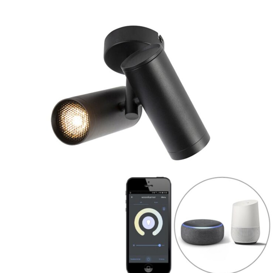 Innenbeleuchtung QAZQA | Smart Spot Schwarz 2-Licht Inkl. Wifi Gu10 - Scopio Honey