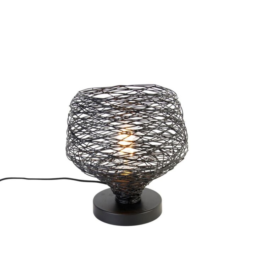 Innenbeleuchtung QAZQA | Design-Tischlampe Schwarz 26 - Sarella