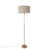 Innenbeleuchtung QAZQA | Stehlampe Verstellbar Bronze Mit Boucle-Schirm Taupe 50 Cm - Parte