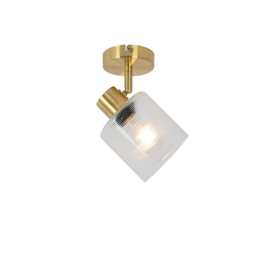 Smart Home QAZQA | Art Deco Deckenstrahler Gold Mit Glas Verstellbar – Laura