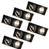 Smart Home QAZQA | Set Mit 6 Einbauspots Schwarz Gu10 Ar70 Randlos 2-Flammig - Oneon