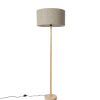 Innenbeleuchtung QAZQA | Landliche Stehlampe Holz Mit Boucle-Schirm Taupe - Mels