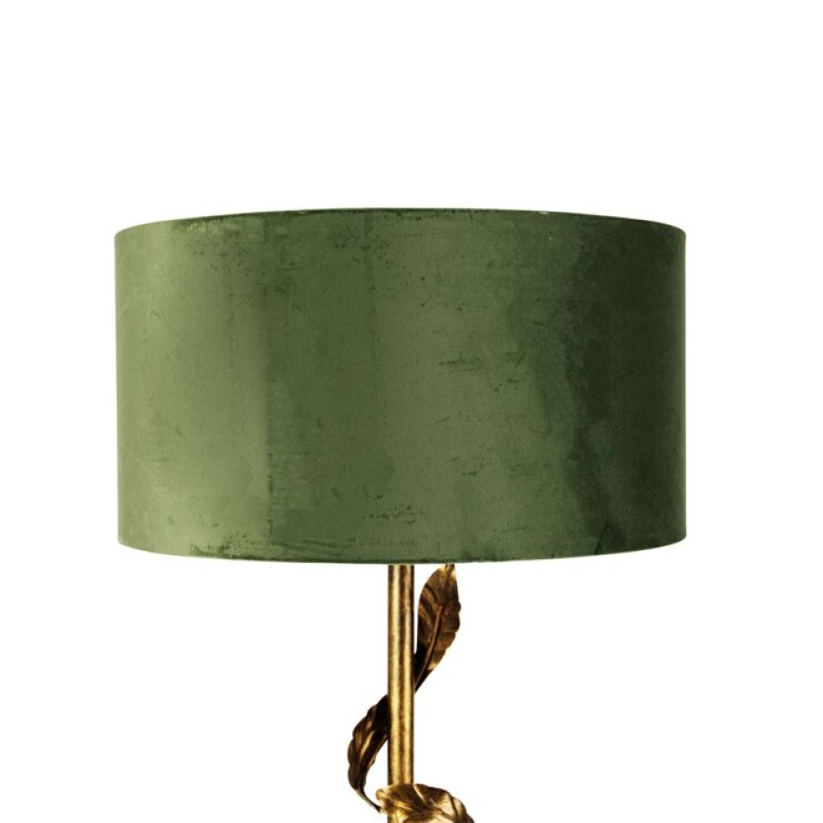 Innenbeleuchtung QAZQA | Vintage Stehlampe Antik Gold Mit Grunem Schirm - Linden