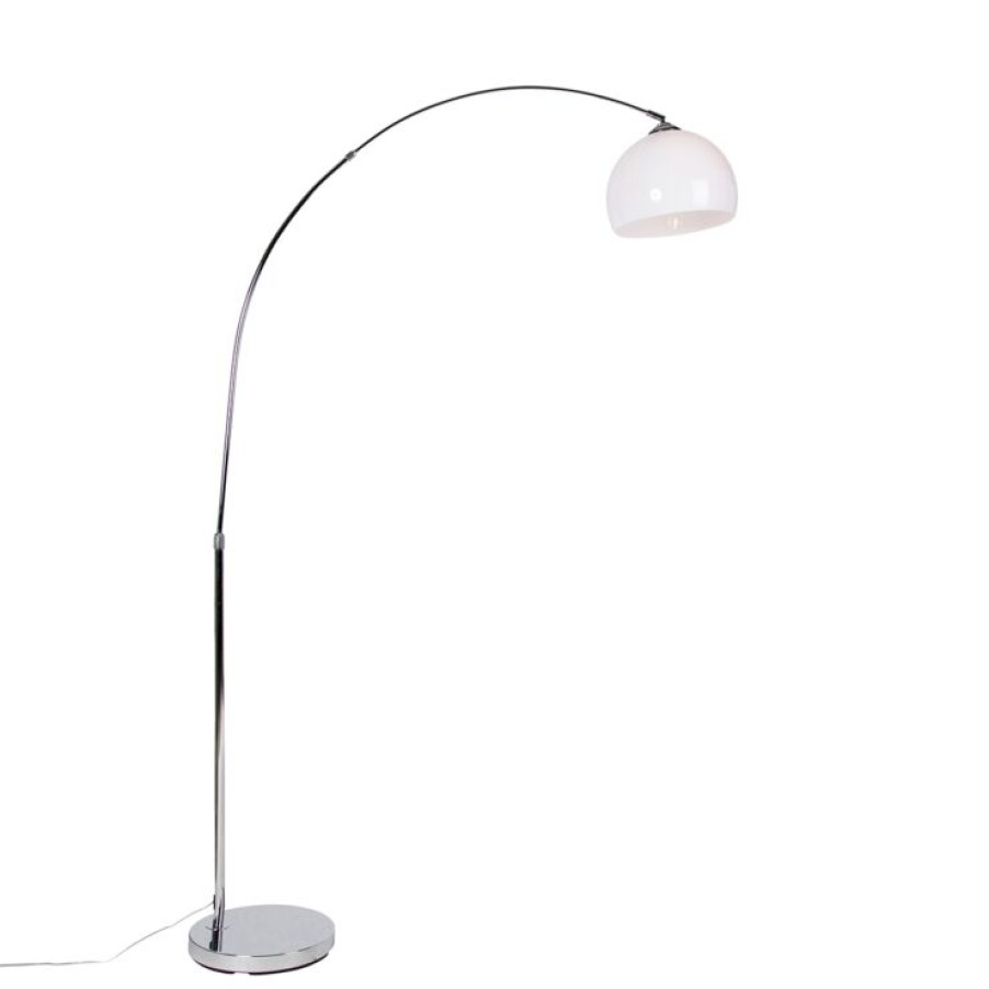 Innenbeleuchtung QAZQA | Moderne Bogenlampe Chrom Mit Weisem Schirm - Arc Basic