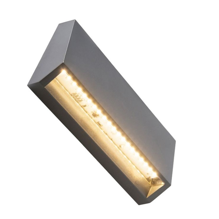 Led QAZQA | Moderne Ausenwandleuchte Dunkelgrau Inkl. Led Ip65 - Sandstone 2