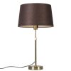 Innenbeleuchtung QAZQA | Tischlampe Gold / Messing Mit Lampenschirm Braun 35 Cm Verstellbar - Parte