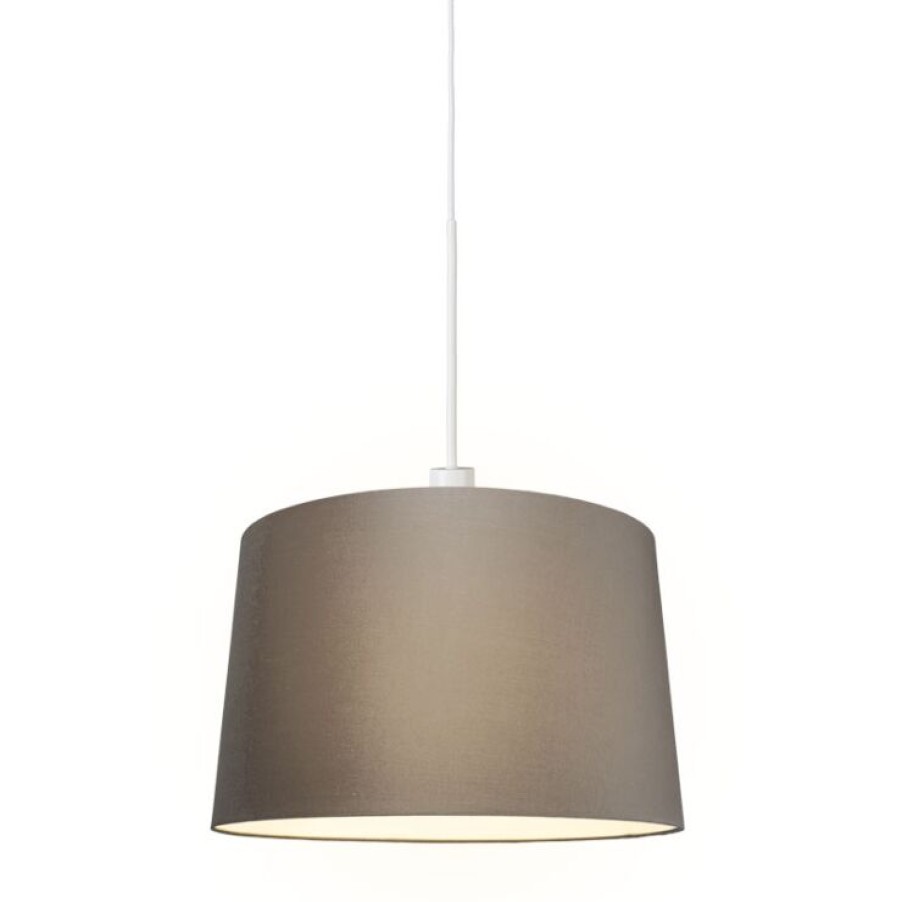 Innenbeleuchtung QAZQA | Moderne Hangelampe Weis Mit Schirm 45 Cm Taupe - Combi 1