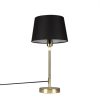 Innenbeleuchtung QAZQA | Tischlampe Gold / Messing Mit Schirm Schwarz 25 Cm Verstellbar - Parte