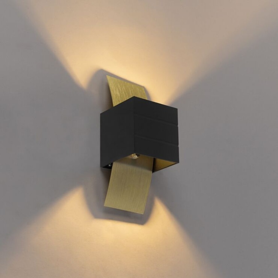 Innenbeleuchtung QAZQA | Design Wandlampe Schwarz Mit Gold - Amy