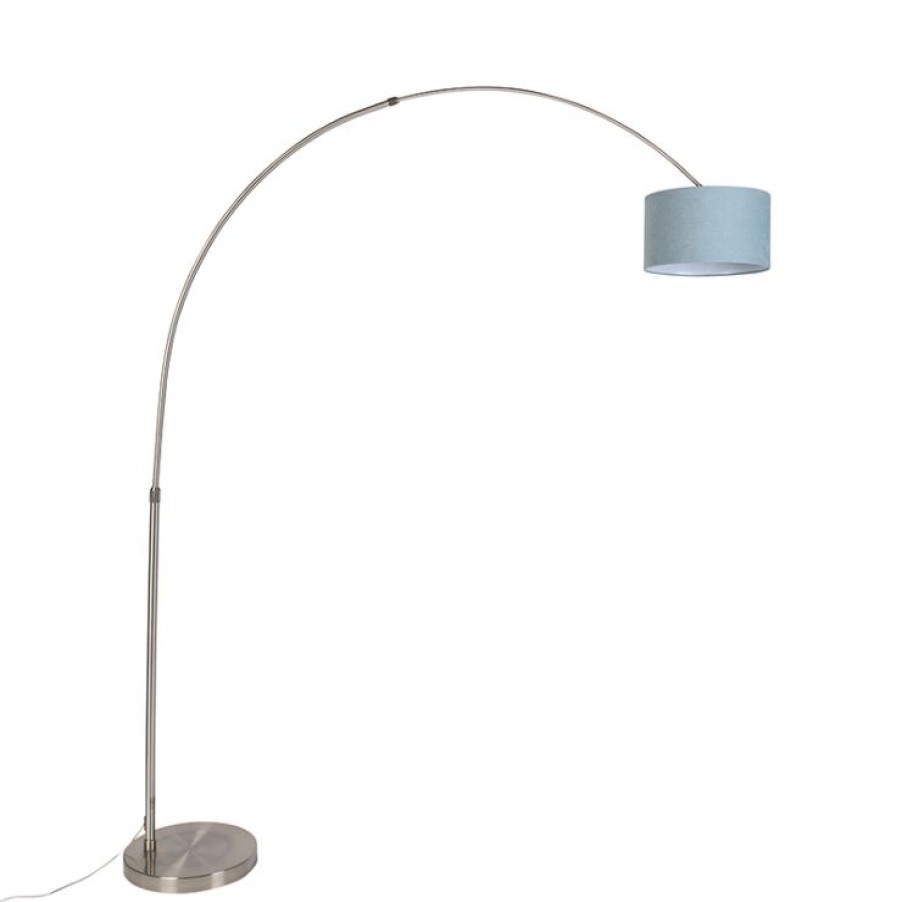 Innenbeleuchtung QAZQA | Bogenlampe Stahl Mit Schirm 35/35/20 Blau Verstellbar