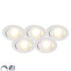 Led QAZQA | 5Er Set Einbaustrahler Weis Inkl. Led 3-Stufig Dimmbar - Mio