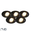 Led QAZQA | 5Er Set Moderne Einbaustrahler Schwarz Inkl. Led 3-Stufig Dimmbar - Mio