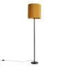 Innenbeleuchtung QAZQA | Schwarze Stehlampe Mit Veloursschirm Ocker Mit Gold 40 Cm - Simplo