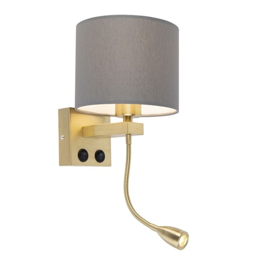 Innenbeleuchtung QAZQA | Art Deco Wandlampe Gold Mit Grauem Schirm - Brescia