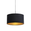 Smart Home QAZQA | Hangelampe Mit Veloursschirm Schwarz Mit Gold 50 Cm - Combi