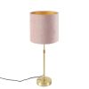 Innenbeleuchtung QAZQA | Tischleuchte Gold / Messing Mit Veloursschirm Pink 25 Cm - Parte