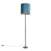 Innenbeleuchtung QAZQA | Schwarze Stehlampe Veloursschirm Blau/Gold 40 Cm - Simplo