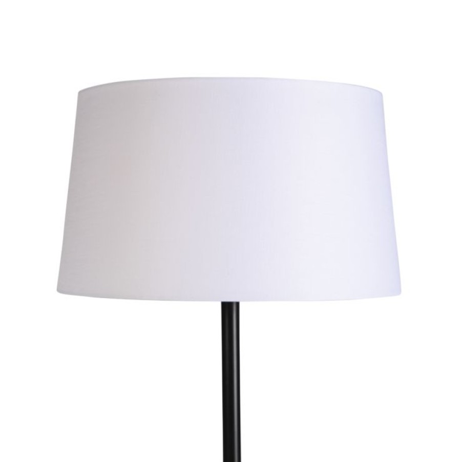 Innenbeleuchtung QAZQA | Schwarze Stehlampe Mit Leinenschirm Weis 45 Cm - Simplo