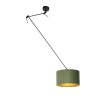 Smart Home QAZQA | Hangelampe Mit Veloursschirm Grun Mit Gold 35 Cm - Blitz I Schwarz