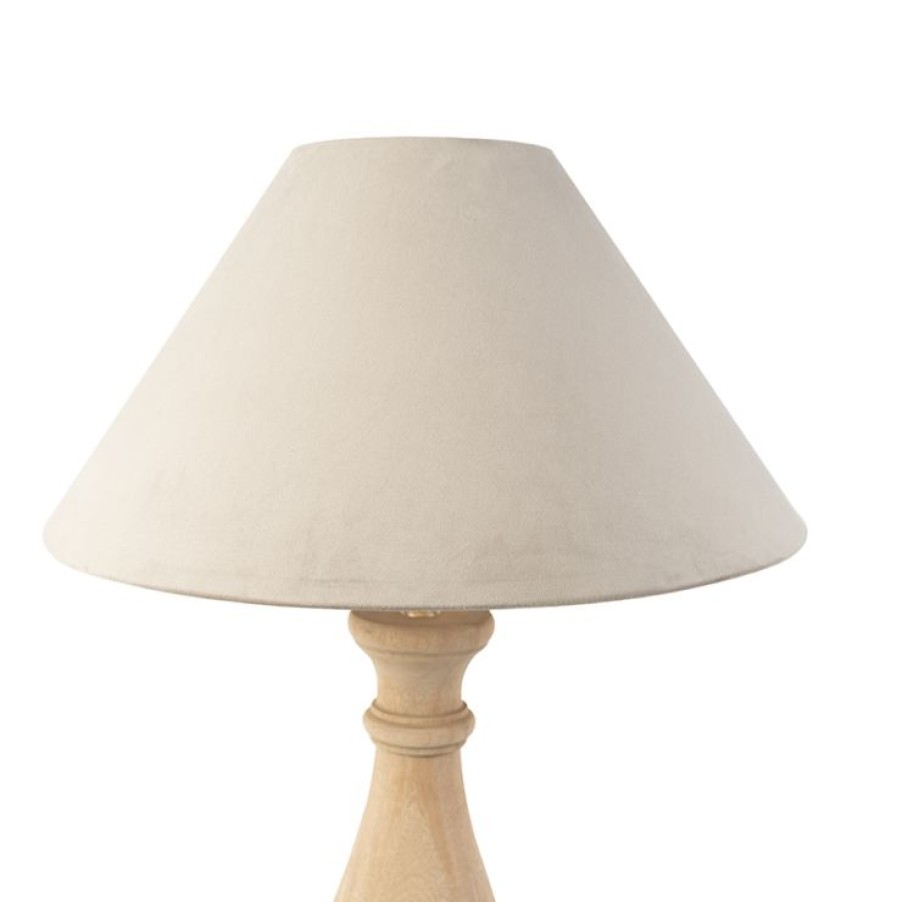 Innenbeleuchtung QAZQA | Rural Tischlampe Holz Mit Taupe Schatten Velours - Klette