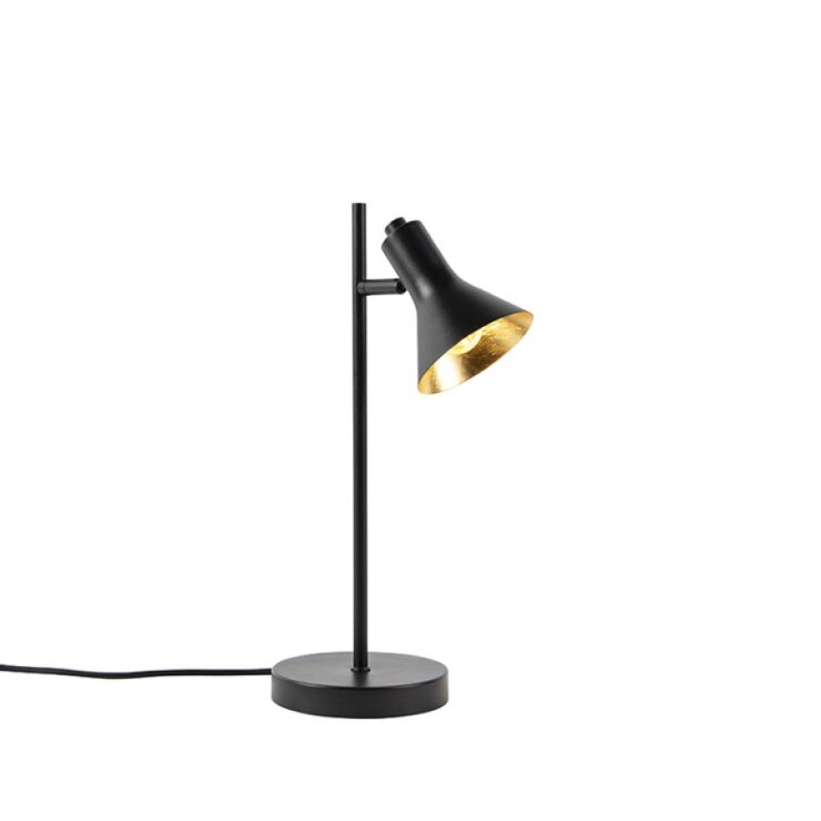 Innenbeleuchtung QAZQA | Moderne Tischlampe Schwarz Mit Gold 1-Licht - Magno