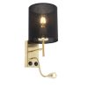 Smart Home QAZQA | Art Deco Wandlampe Gold Mit Schwarzem Baumwollschirm - Stacca